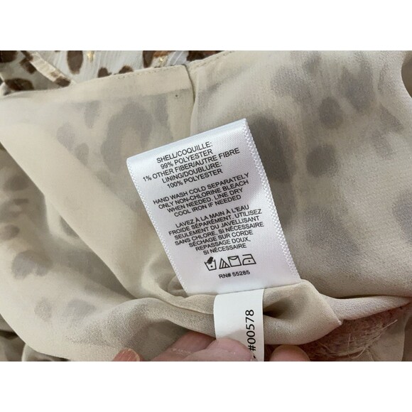 Express Small Tan Brown Leopard Ruffle Top - Picture 7 of 7